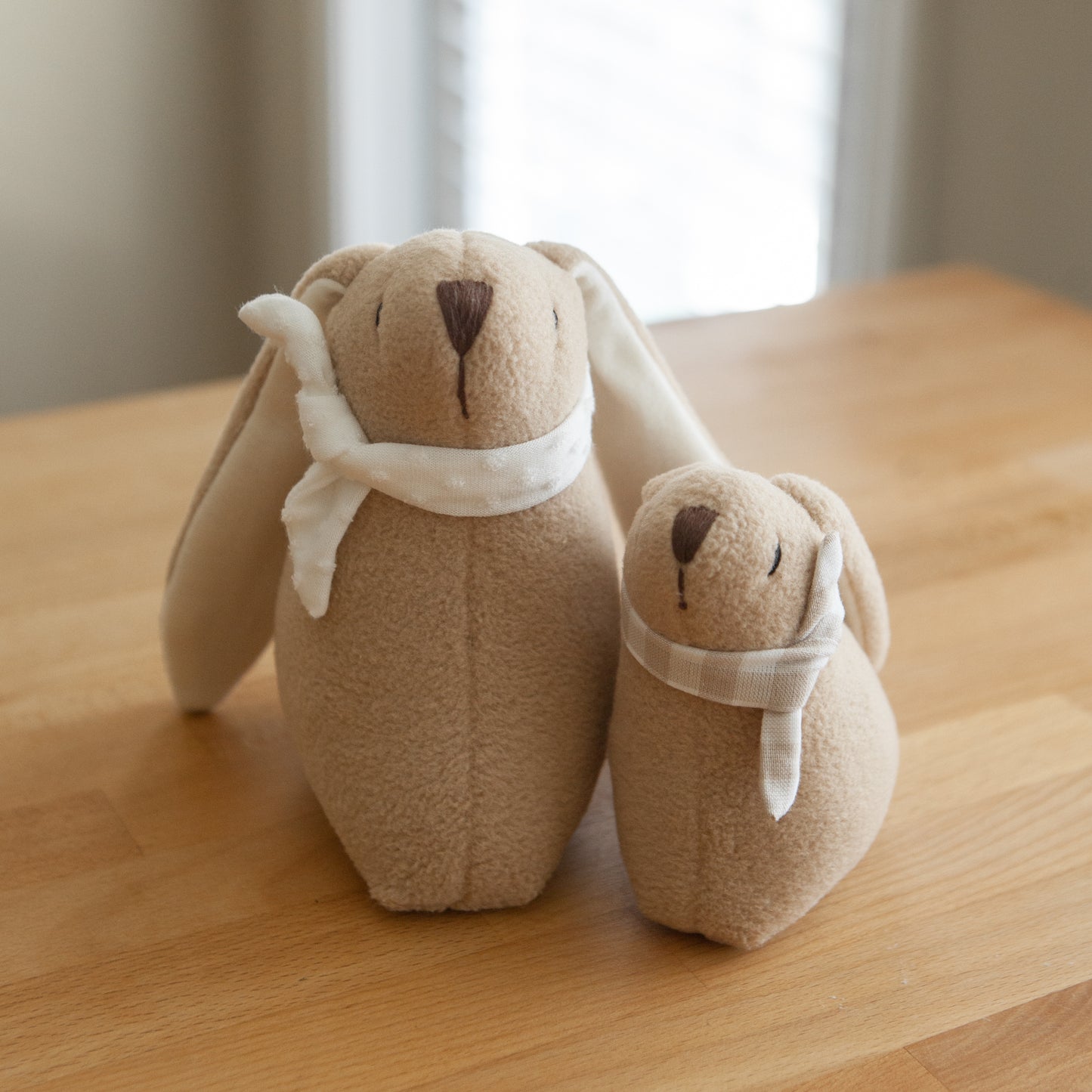 Handmade Plush Toy / Bunny Family of Two: Mom + Baby