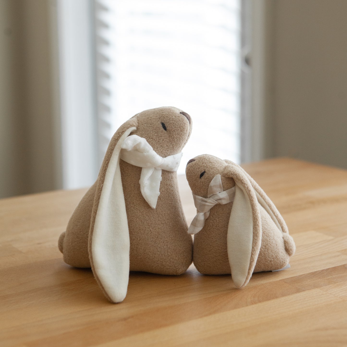 Handmade Plush Toy / Bunny Family of Two: Mom + Baby