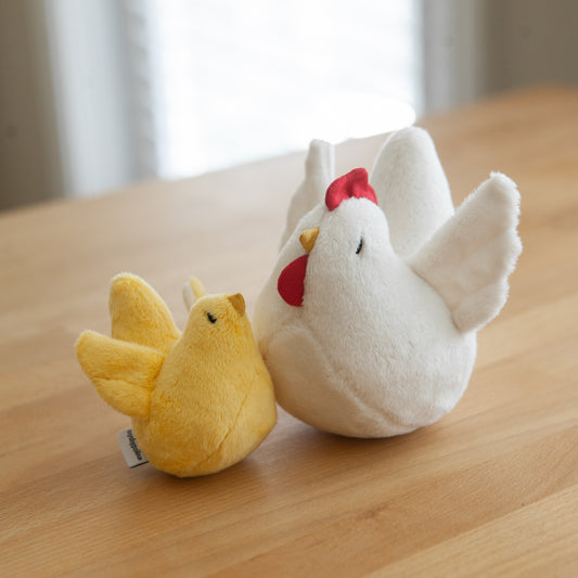 Handmade Plush Toy / Chicken Family of Two: Mom + Baby