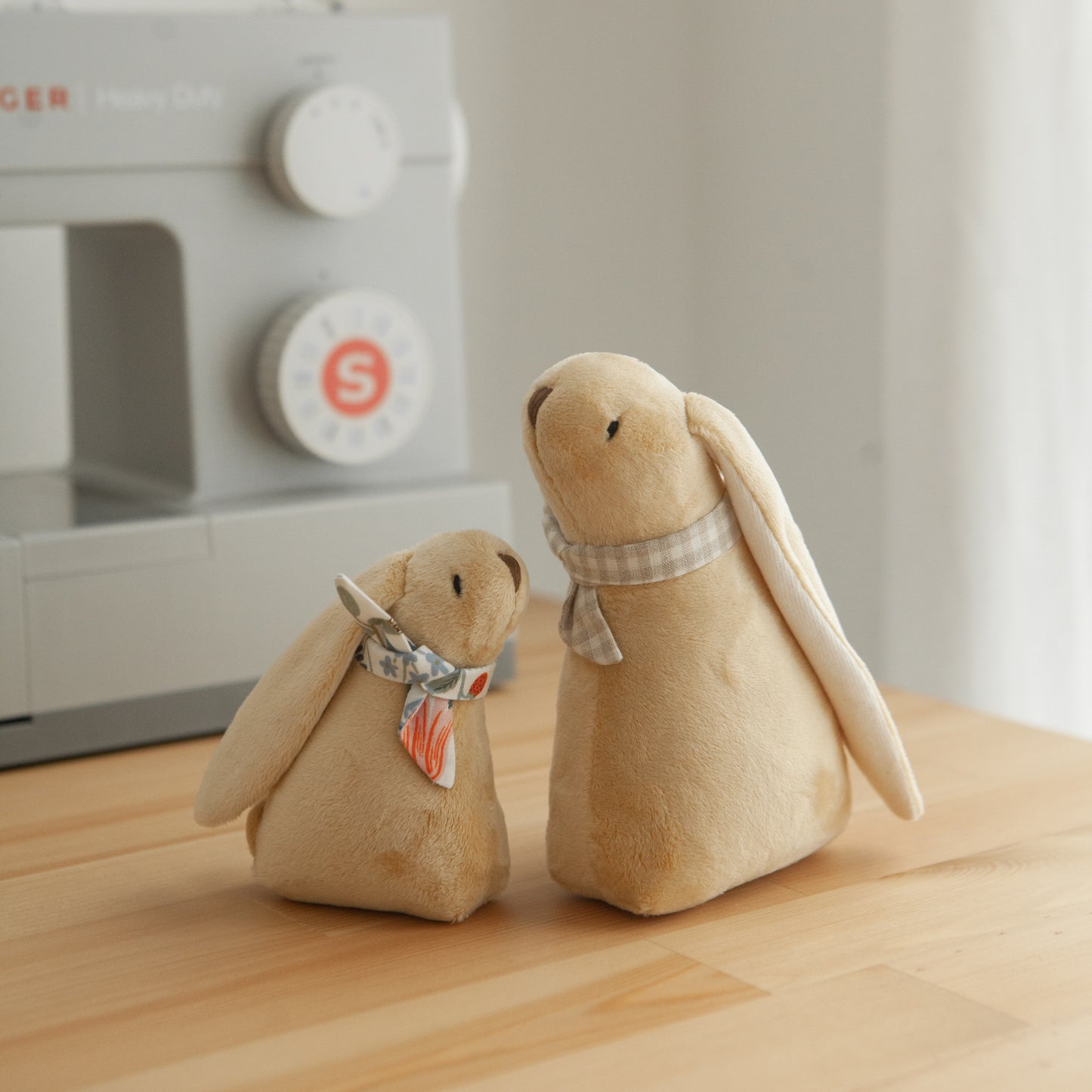 Handmade Plush Toy / Bunny Family of Two: Mom + Baby