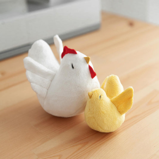 Handmade Plush Toy / Chicken Family of Two: Mom + Baby