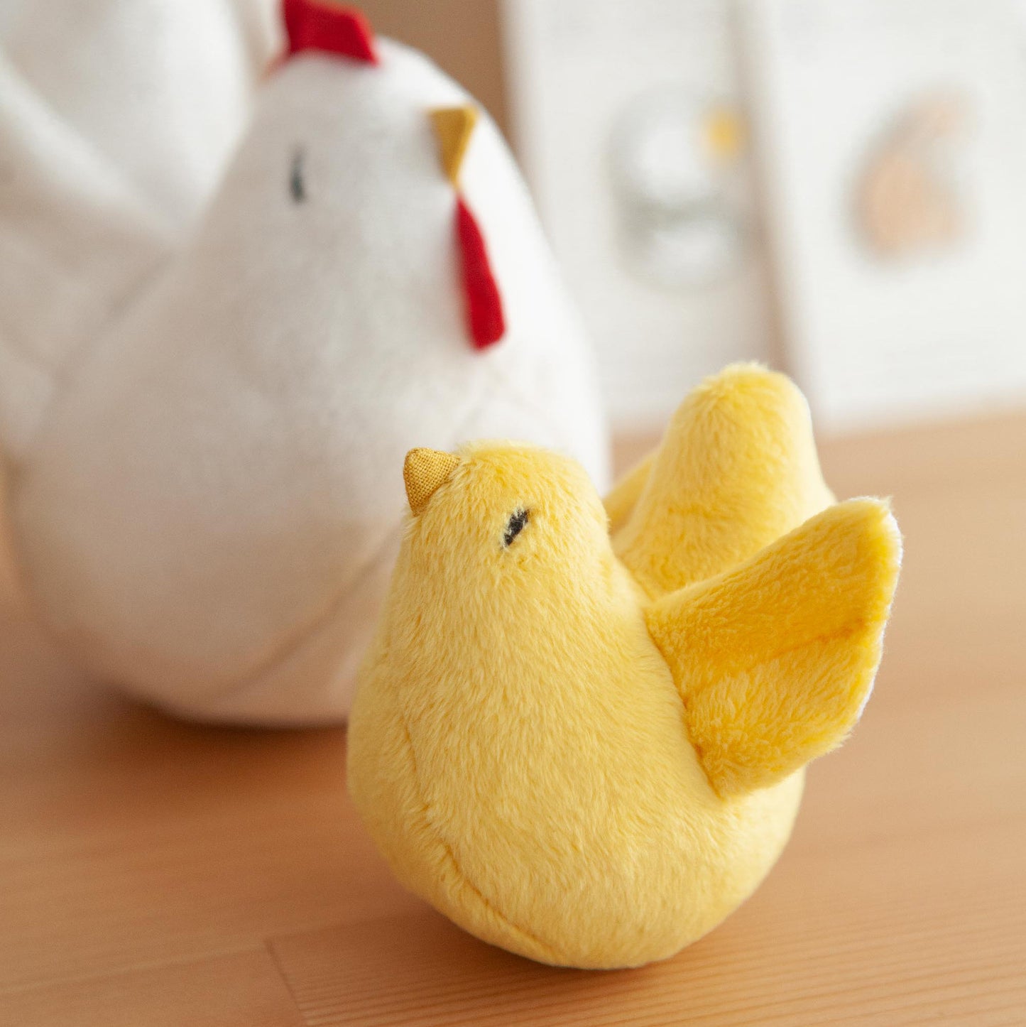 Handmade Plush Toy / Chicken Family of Two: Mom + Baby