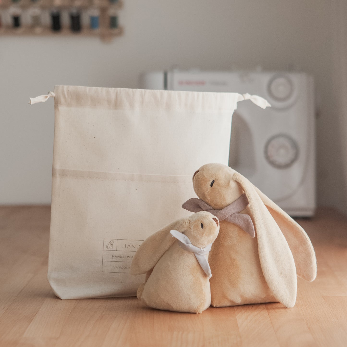 Handmade Plush Toy / Bunny Family of Two: Mom + Baby