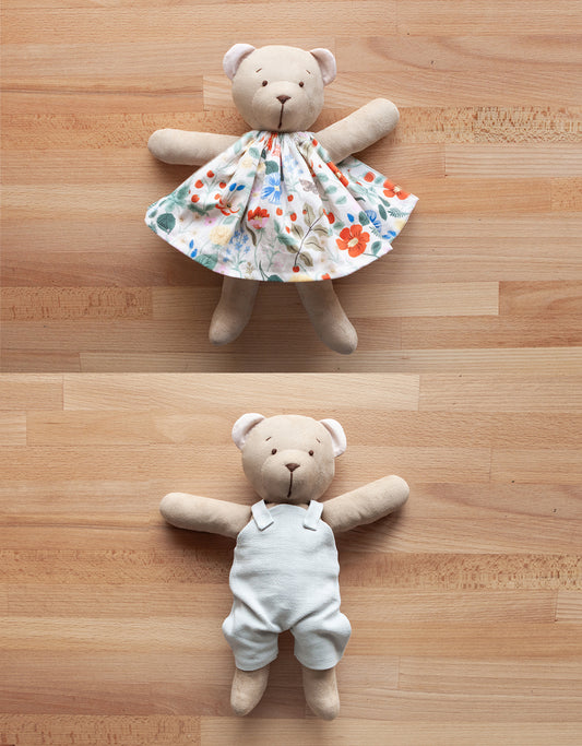 Dress & Overalls for Bear Toy / PDF Pattern and Sewing Tutorial